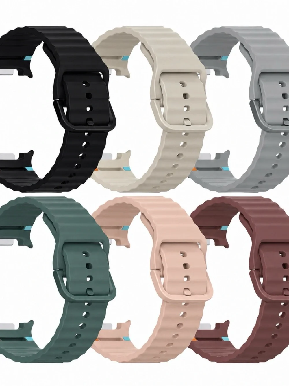 6-Pack Samsung Galaxy Watch 8/8 Classic Silicone Bands – M/L